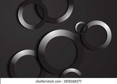 Modern black backgrounds. 3d circle papercut layer background.
