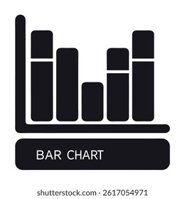 Modern black bar chart icon featuring varying column heights, presented in a simple, presentation graphic format on a transparent backdrop. - Powered by Shutterstock - Get 15% off with code: PIKWIZARD15