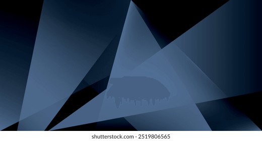 Moderner schwarz-blauer abstrakter Hintergrund. Minimal. Farbverlauf. Dunkel. Webbanner. Geometrische Form. 3D-Effekt. Linien Streifen Dreiecke.