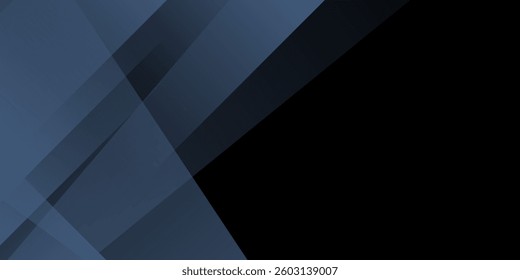 Modern black blue abstract background. Minimal. Color gradient. Dark. Web banner. Geometric shape. 3d effect. Lines stripes triangles.