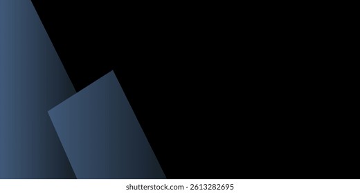 Modern black blue abstract background. Minimal. Color gradient. Dark. Web banner. Geometric shape. 3d effect. Lines stripes triangles. modern