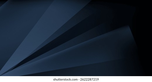 Fundo abstrato azul preto moderno. Mínimo. Gradiente de cor. Escuro. Banner da Web. Forma geométrica. efeito 3d. Linhas listram triângulos.
