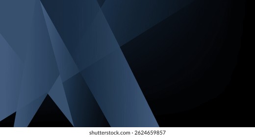 Modern black blue abstract background. Minimal. Color gradient. Dark. Web banner. Geometric shape. 3d effect. Lines stripes triangles.