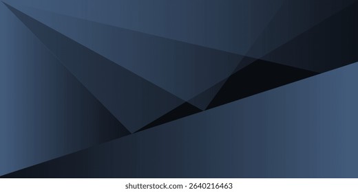 Modern black blue abstract background. Minimal. Color gradient. Dark. Web banner. Geometric shape. 3d effect. Lines stripes triangles.
