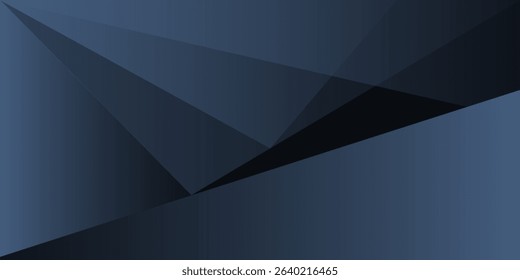 Modern black blue abstract background. Minimal. Color gradient. Dark. Web banner. Geometric shape. 3d effect. Lines stripes triangles.