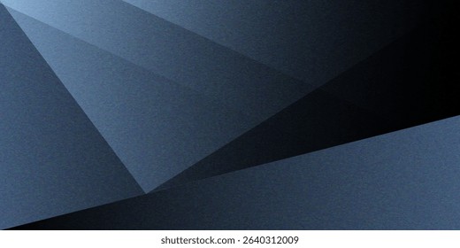 Modern black blue abstract background. Minimal. Color gradient. Dark. Web banner. Geometric shape. 3d effect. Lines stripes triangles.