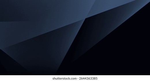 Modern black blue abstract background. Minimal. Color gradient. Dark. Web banner. Geometric shape. 3d effect. Lines stripes triangles.