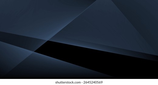 Modern black blue abstract background. Minimal. Color gradient. Dark. Web banner. Geometric shape. 3d effect. Lines stripes triangles.