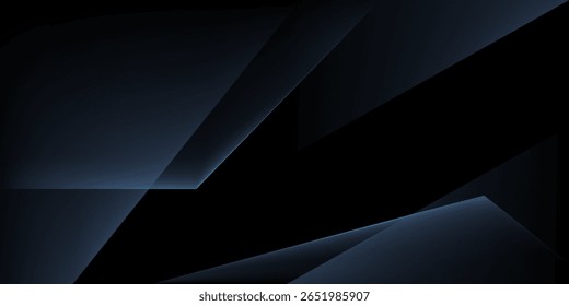 Modern black and blue abstract background. Minimalist. Color gradient. Dark. Geometric shapes. 3D effect. Lines, stripes, triangles.