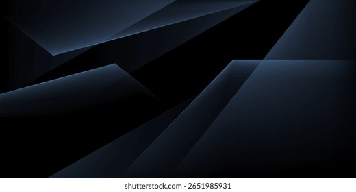 Modern black and blue abstract background. Minimalist. Color gradient. Dark. Geometric shapes. 3D effect. Lines, stripes, triangles.
