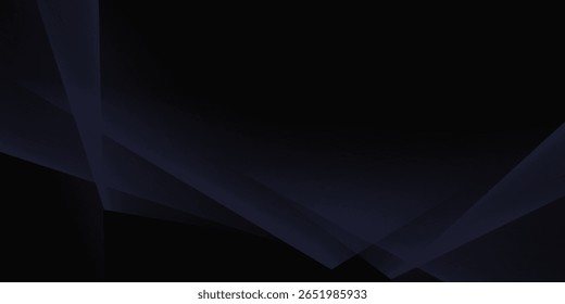 Modern black and blue abstract background. Minimal. Gradient. Dark gray banner with geometric shapes, lines, stripes, triangles. Modern vector eps10