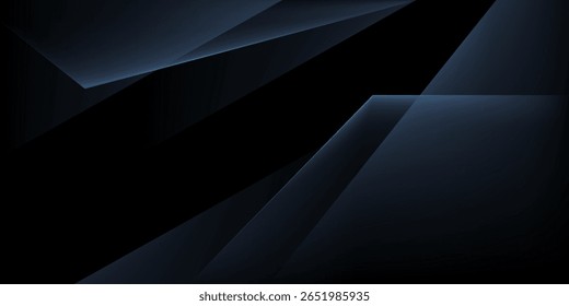 Modern black and blue abstract background. Minimalist. Color gradient. Dark. Geometric shapes. 3D effect. Lines, stripes, triangles.