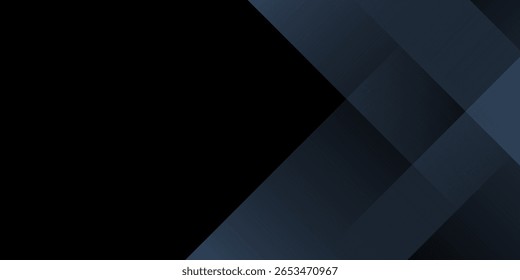 Modern black blue abstract background. Minimal. Color gradient. Dark. Web banner. Geometric shape. 3d effect. Lines stripes triangles.