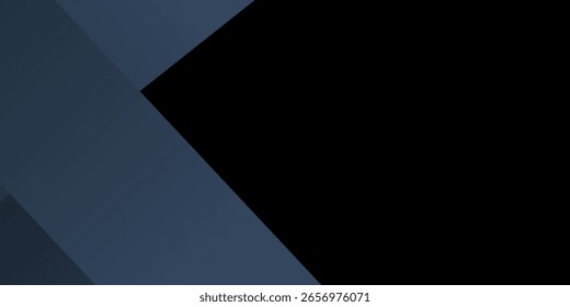 Fundo abstrato azul preto moderno. Mínimo. Gradiente de cor. Escuro. Banner da Web. Forma geométrica. efeito 3d. Linhas listras triângulos. moderno