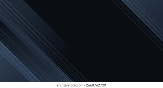 Fondo abstracto azul negro moderno. Mínimo. Degradado de color. Oscuro. Anuncio de Web. Forma geométrica. Efecto 3D. Líneas rayas triángulos.