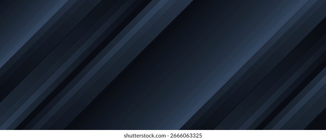 Modern black blue abstract background. Minimal. Color gradient. Dark. Web banner. Geometric shape. 3d effect. Lines stripes triangles.