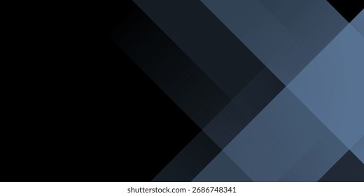 Modern black blue abstract background. Minimal. Color gradient. Dark. Web banner. Geometric shape. 3d effect. Lines stripes triangles.