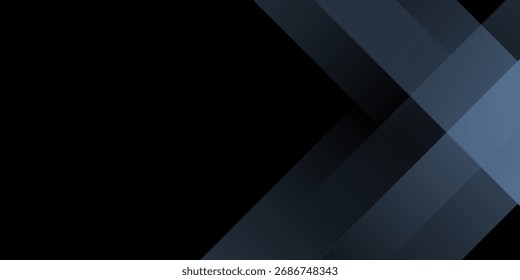 Modern black blue abstract background. Minimal. Color gradient. Dark. Web banner. Geometric shape. 3d effect. Lines stripes triangles.