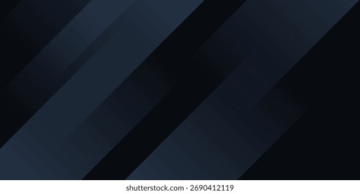 Modern black blue abstract background. Minimal. Color gradient. Dark. Web banner. Geometric shape. 3d effect. Lines stripes triangles.