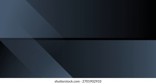 Fundo abstrato azul preto moderno. Mínimo. Gradiente de cor. Escuro. Banner da Web. Forma geométrica. efeito 3d. Linhas listram triângulos.