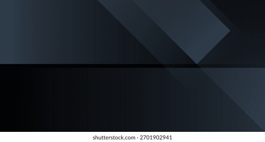Modern black blue abstract background. Minimal. Color gradient. Dark. Web banner. Geometric shape. 3d effect. Lines stripes triangles.