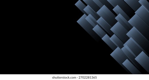 Modern black blue abstract background. Minimal. Color gradient. Dark. Web banner. Geometric shape. 3d effect. Lines stripes triangles.