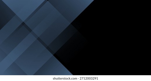 Moderner schwarz-blauer abstrakter Hintergrund. Minimal. Farbverlauf. Dunkel. Webbanner. Geometrische Form. 3D-Effekt. Linien Streifen Dreiecke.