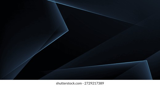 Modern black and blue abstract background. Minimalist. Color gradient. Dark. Geometric shapes. 3D effect. Lines, stripes, triangles.eps10