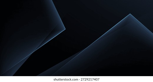 Fundo abstrato preto e azul moderno. Minimalista. Gradiente de cor. Escuro. Formas geométricas. efeito 3D. Linhas, listras, triângulos.eps10