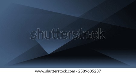 Modern black blue abstract background. Minimal. Color gradient. Dark. Web banner. Geometric shape. 3d effect. Lines stripes triangles.
