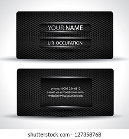 Modern black business card with carbon texture