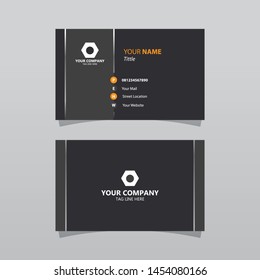 Modern Black Bussines Card Template. Elegant Composition Design With Silver Effect. Name Card Easy For Printing.