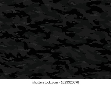 Modern Black camouflage seamless pattern. Camo vector background illustration for web, banner, backdrop or surface design use