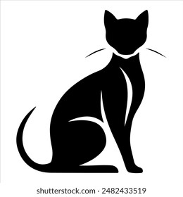 A modern black cat logo and t-shirt vector design.