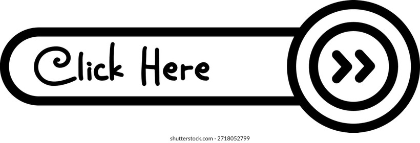 Modern black click here button with circle arrow