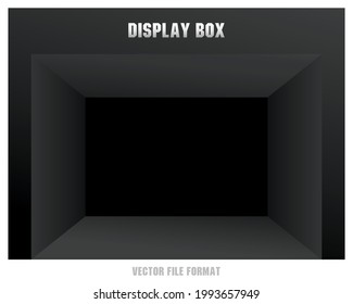 modern black color window display box background 3d illustration vector for putting your object