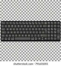 Modern black computer keyboard on transparent background. Vector illustration. EPS10.