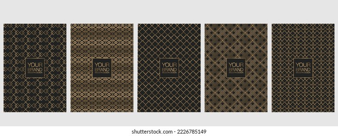 Modern black cover design set. Creative abstract with diagonal line, rectangle texture on background. Premium vector collection for catalog, brochure template, magazine layout, booklet