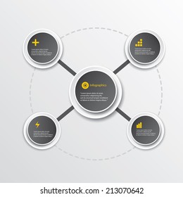 modern black Design template / can be used for infographics / numbered banners / cutout lines / graphic or website layout vector