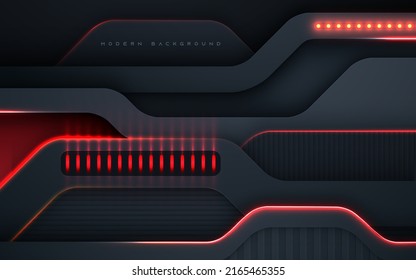 Fondo moderno de dimensión negra con decoración de efecto rojo claro