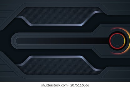 Modern black dimension layers background realistic concept with red light decoration