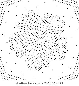 Modern Black Dotted Floral Design with Borders