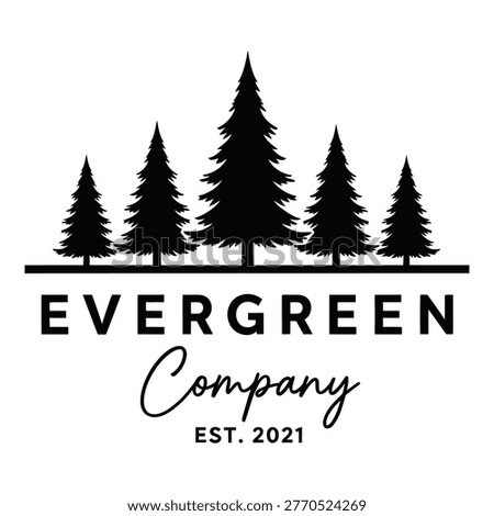 Modern black evergreen trees logo for a company established in 2021 with elegant typography icon