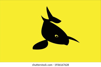 Modern black fish logo. Vector Illustration.