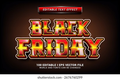 moderno preto sexta-feira 3d estilo editável texto efeito gráfico design