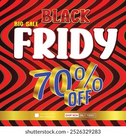 Modern black Friday Big sale banner for social media post template. good for Gold Color 70% discount web or social media promotion Template 