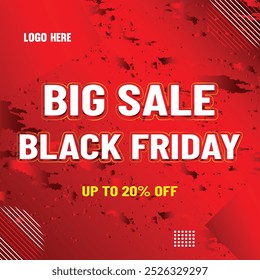 Modern black Friday Big sale banner for social media post template. good for 20% discount web or social media promotion.