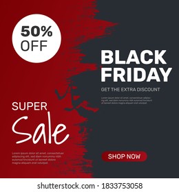 Modern black friday brush stroke super sale. - Vector.