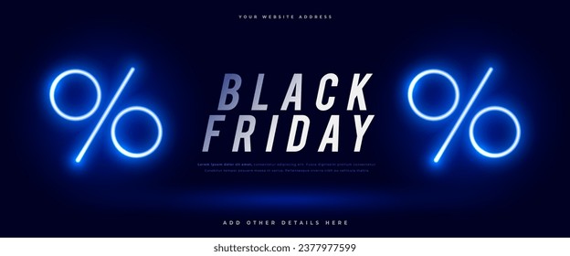 banner de la oferta de descuento de viernes negro moderno con vector de signo de porcentaje brillante