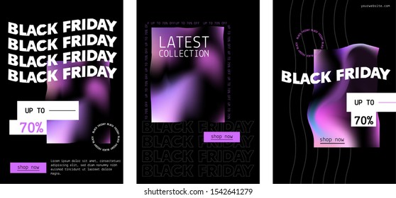 Modern Black Friday flyer, promo banner in brutalism style, word background. Price tag badge, simple concept